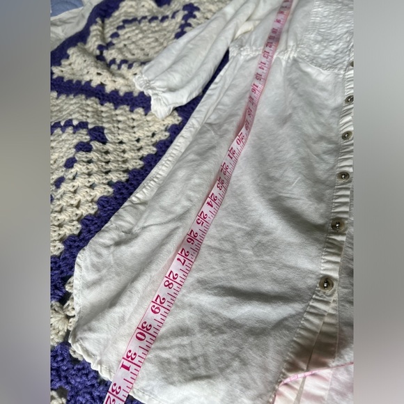 Mango Womens White Peasant Cottagecore Prairie Cotton Button Down Dress Medium - Picture 11 of 14